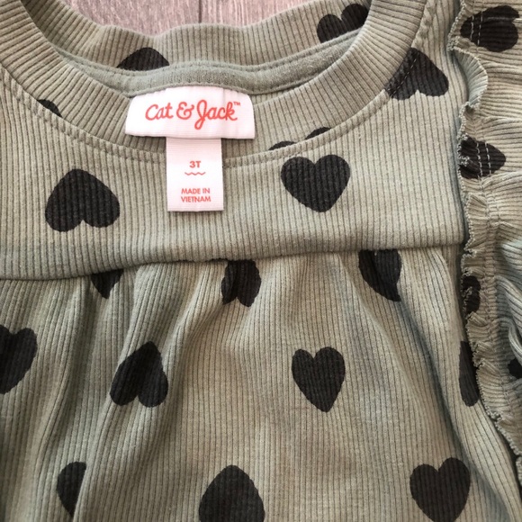 Cat & Jack Toddler Girls Short Sleeve Heart Green Dress size 3T - Picture 2 of 5